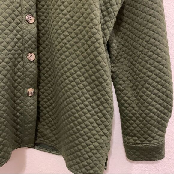 ZESICA Quilted Jacket Shirt Women’s Small Olive Green Button Up Side Pockets. - Picture 4 of 12